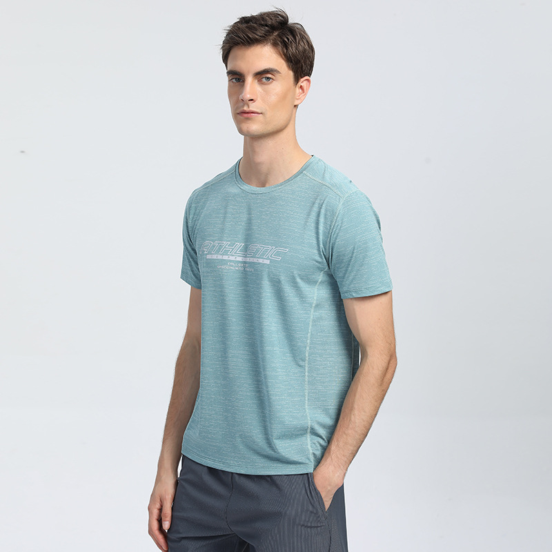 Deportes camiseta de los hombres de secado rápido manga corta de seda de hielo de verano delgada superior suelta ropa de entrenamiento de fitness correr transpirable manga corta