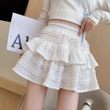 芭蕾风白色半身裙女夏季2025新款a字小个子蛋糕蓬蓬裙荷叶边短裙