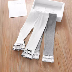 Children's pure cotton slim fit long pants baby mosquito-proof pants summer thin elastic pants white long pants