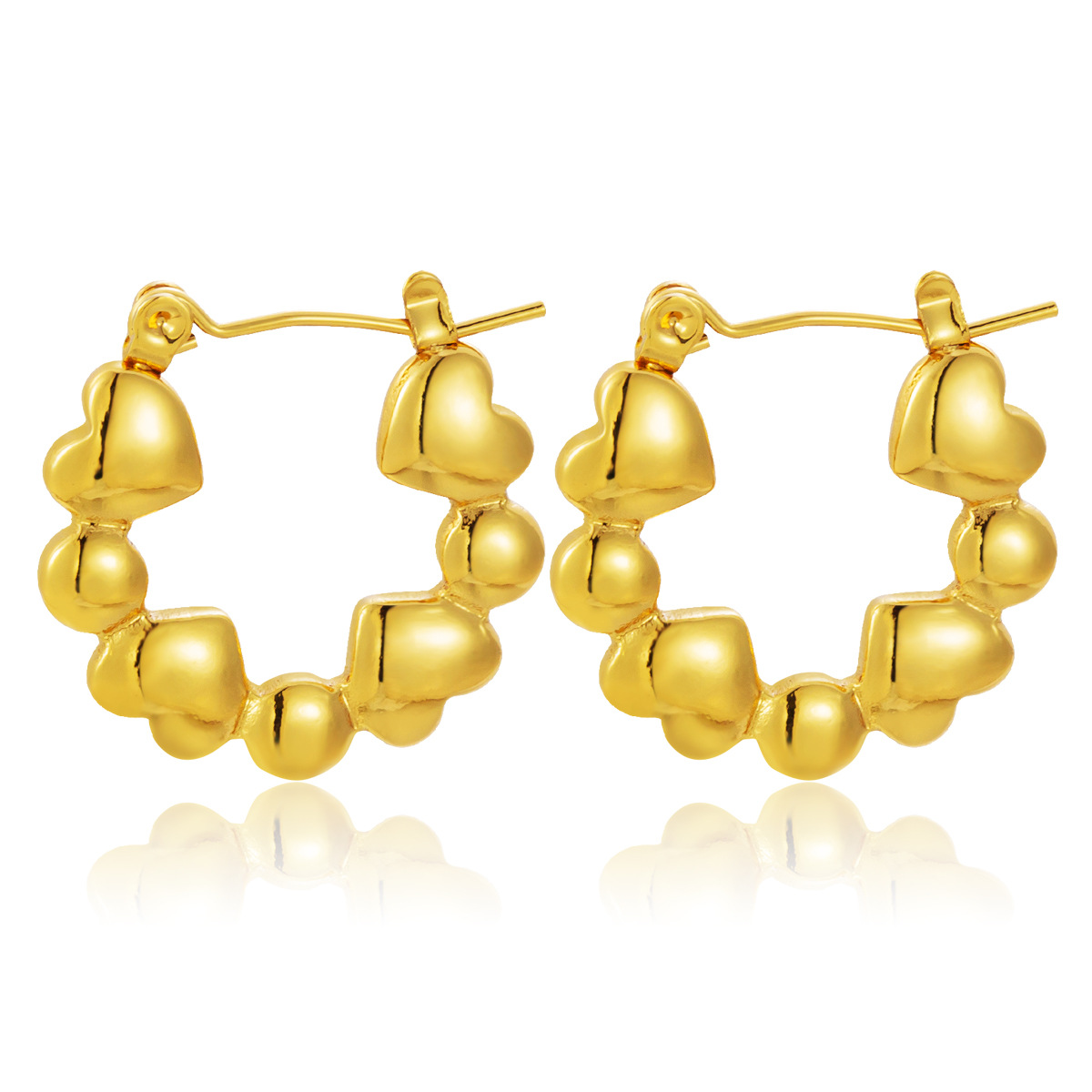 Pendientes de acero de titanio irregulares de diseño de nicho de INS europeo y americano Pendientes de amor simple temperamento de flor todo fósforo mujer