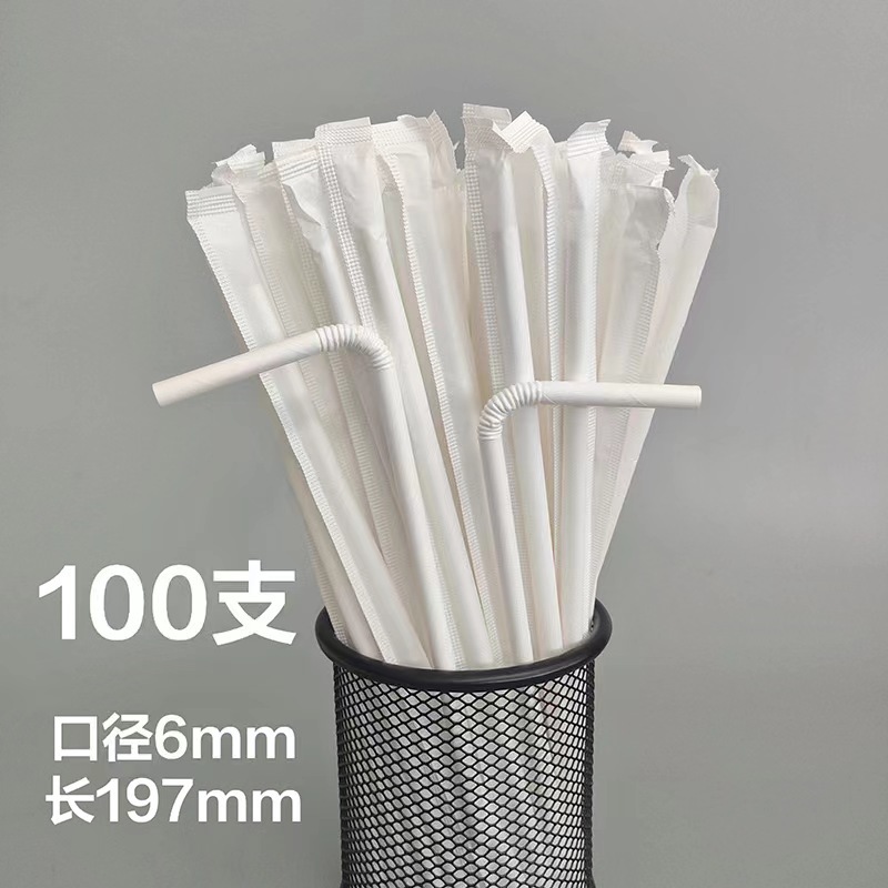 Pajita de papel flexible paja de papel degradable desechable paja de codo mujeres embarazadas leche té bebida soja leche paja