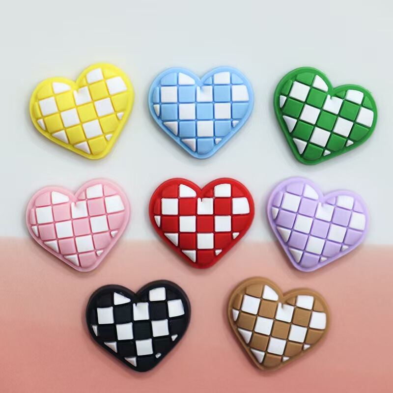 Color Mosaic Plaid Love Soft Glue Hairpin Hole Shoes Decorative Accessories Mobile Phone Case Water Cup Refrigerator Jewelry Sticker
