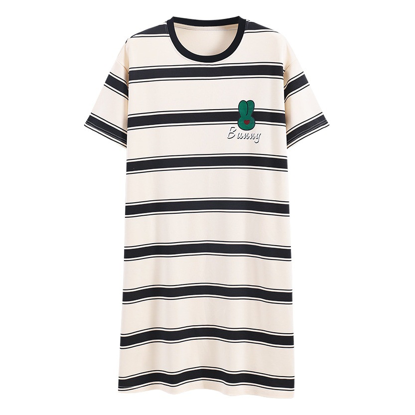 Camisón para las mujeres primavera y verano nuevo Algodón puro lindo casual más tamaño pijamas suelta delgada homewear Vestido de manga corta