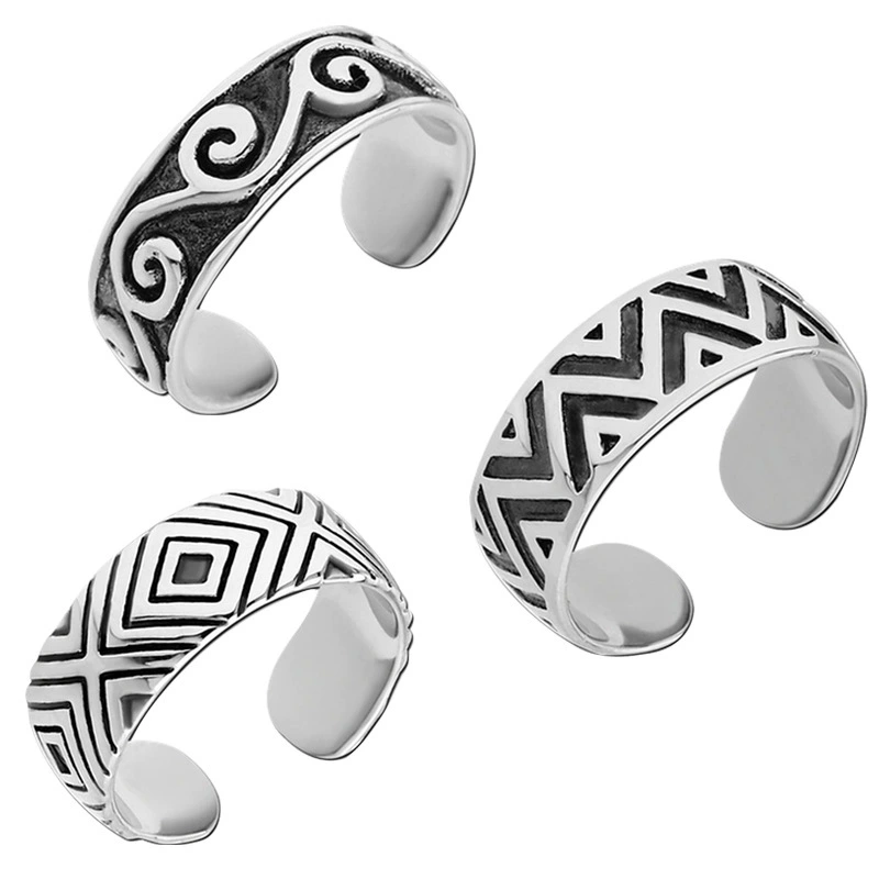 Европейские и американские женские летние каникулы пляж Ретро серебряное кольцо для ног хвостовое кольцо открывающееся регулируемое кольцо волнистый Тотем