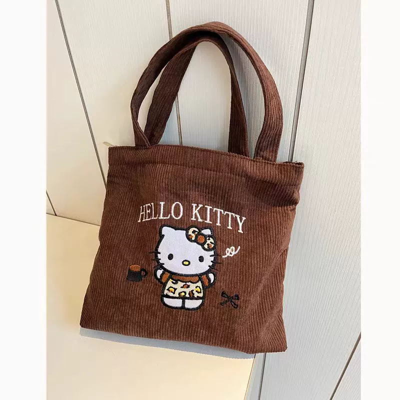 Сумка-тоут с вышитым велюром, размеры 22×26×7 см, милый дизайн Hello Kitty, для мамы и малыша