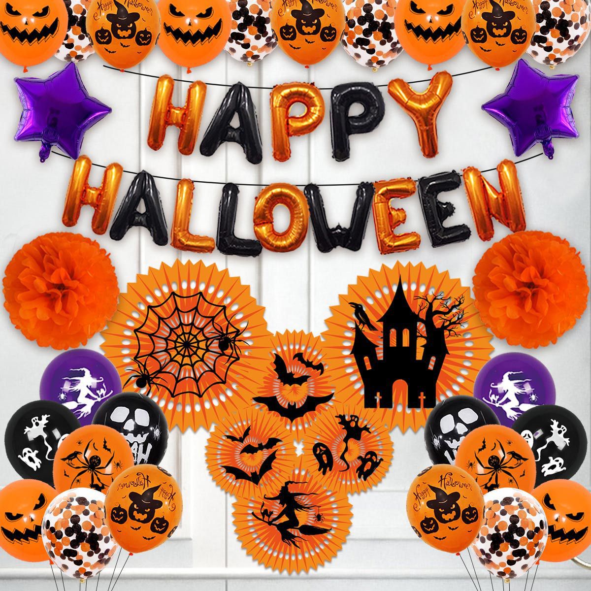 Nueva FIESTA DE Halloween decoración globo combinación cráneo calabaza globo fantasma fiesta Halloween globo traje