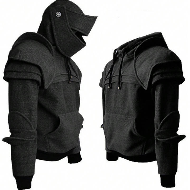 Cross-Border Men's Medieval Knight Hoodie Armor Sweatshirts Pullover Hooded Jacket Coat Halloween Costume