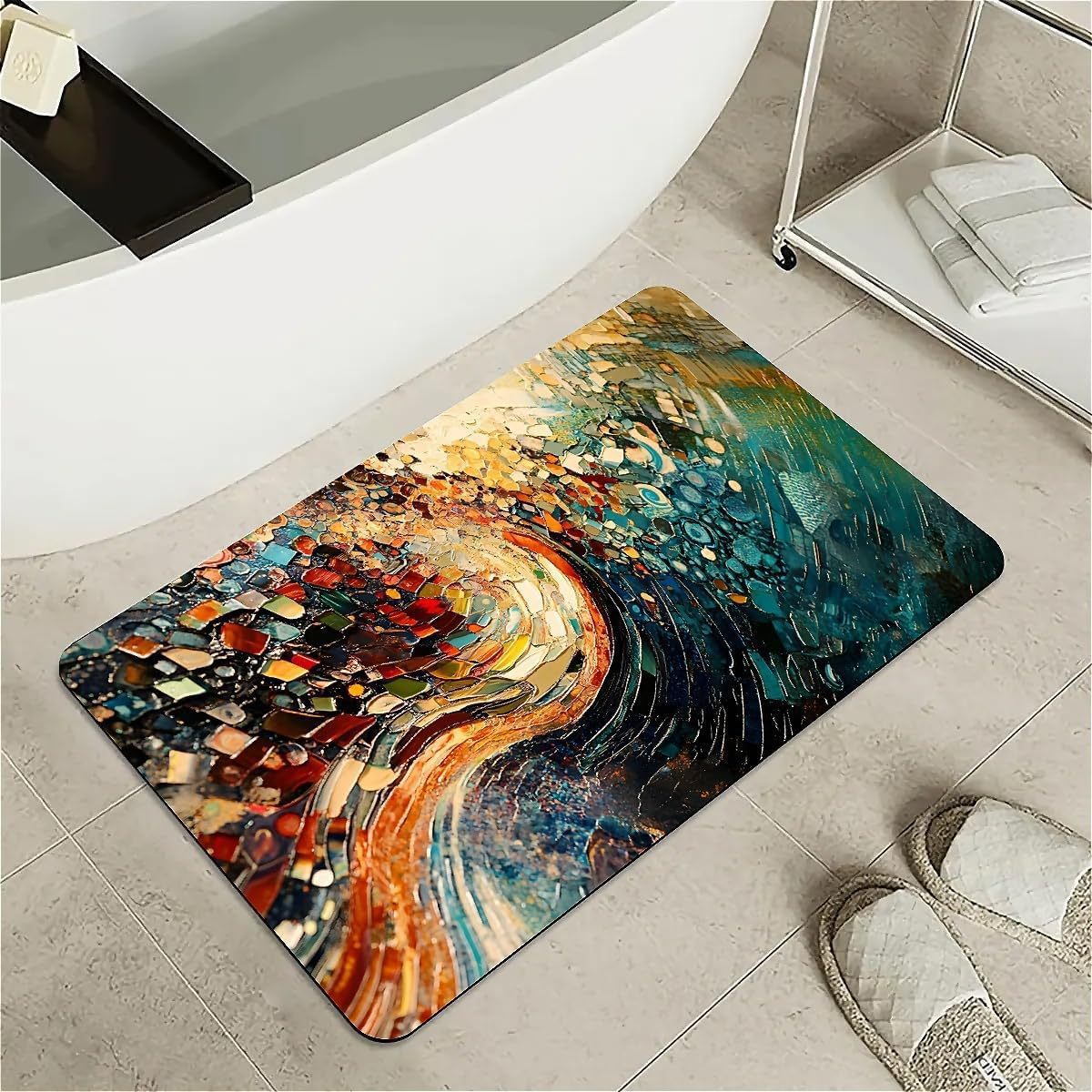 Cross-Border American-Style Stone Diatomaceous Earth Bathroom Absorbent Non-Slip Floor Mat, Bedroom Dirt-Resistant Foot Mat, Entryway Easy-Care Door Mat