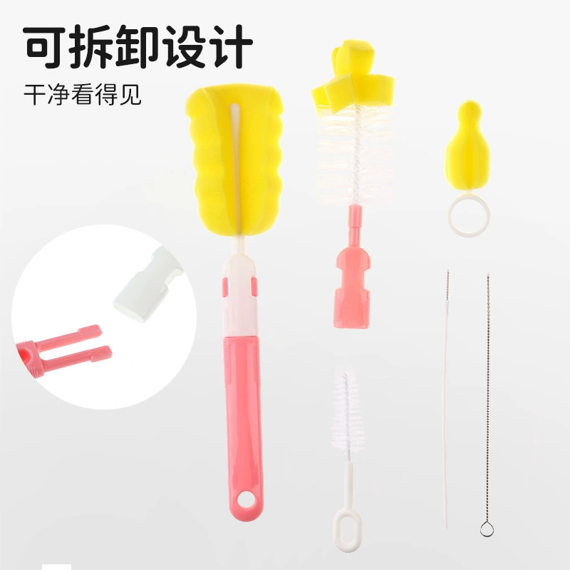 Щетка для сосков, щетка для соломинок, набор из 6 предметов, губка для чистки бутылочек, набор инструментов для чистки бутылочек