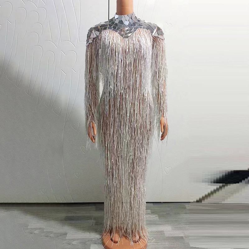 Novance 2024 New Sequin Tassel Prom Personalized Long Skirt Singer Party Clothing Women's Evening Dress