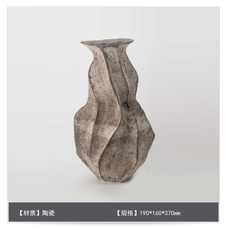 侘寂中古风星点陶瓷花瓶高级感桌面家居软装插花器复古装饰品摆件|undefined