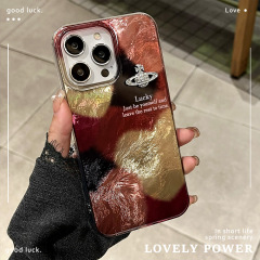 アイスクラックカラーぼかし錫紙紋適用iPhone15新型IMD渦巻リンゴ16promax携帯ケース