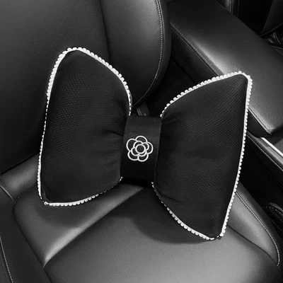 creative seat neck pillow lumbar | Headrest - ice-silk-camellia-lumbar-support