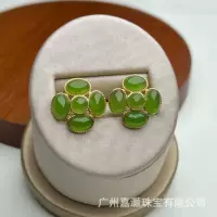 Jiayu Hedian Yangyang зеленая пуговица инкрустация S925 серебряная позолоченная дикая мода нишевые серьги производитель оптом