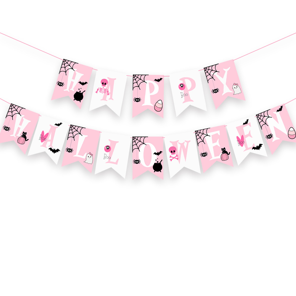 Home & Garden New Halloween pink balloon chain arch pull flag aluminum film balloon set pumpkin bat Halloween decorations_voghion.com