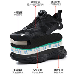 Safety protective work shoes with anti-strike and anti-puncture smart shoe fastener, no lacing, wear-resistant, comfortable, all-season safety protection.