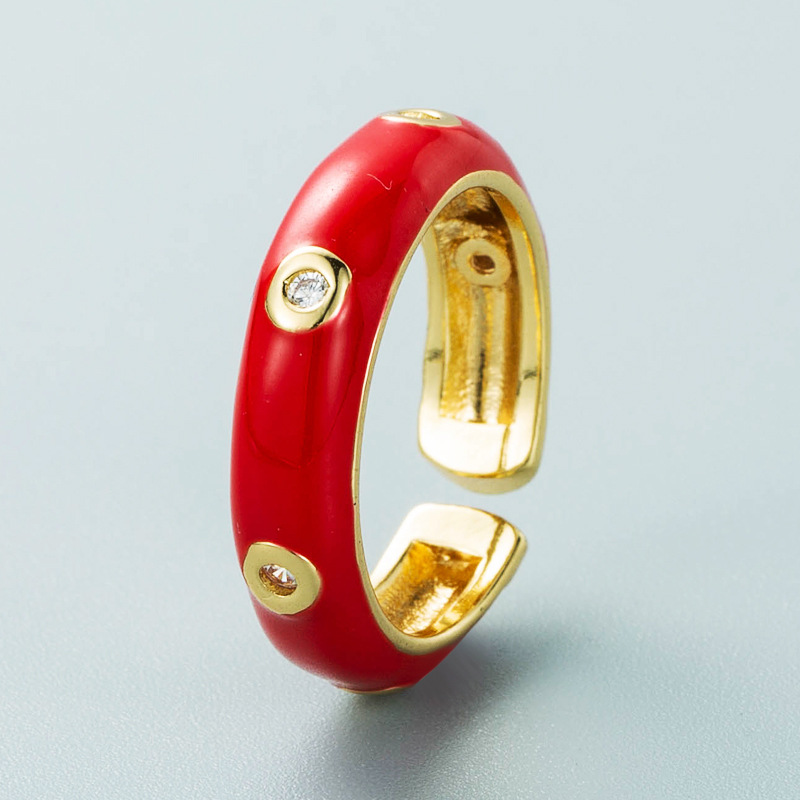 Mode kupfervergoldeter mikroeingelegter Zirkonfarbe tropfender Ring Grohandel Nihaojewelrypicture7