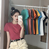 2021 summer Solid Short sleeved Women's wear Korean Edition Basic models Internal lap Show thin student Base coat ins jacket