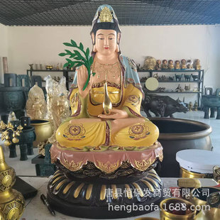 Customized Large Pure Copper Guanyin Buddha Statue Ornaments for Home Guanyin Bodhisattva Bronze Statue Nanhai Guanyin Statue Guanyin Ornaments