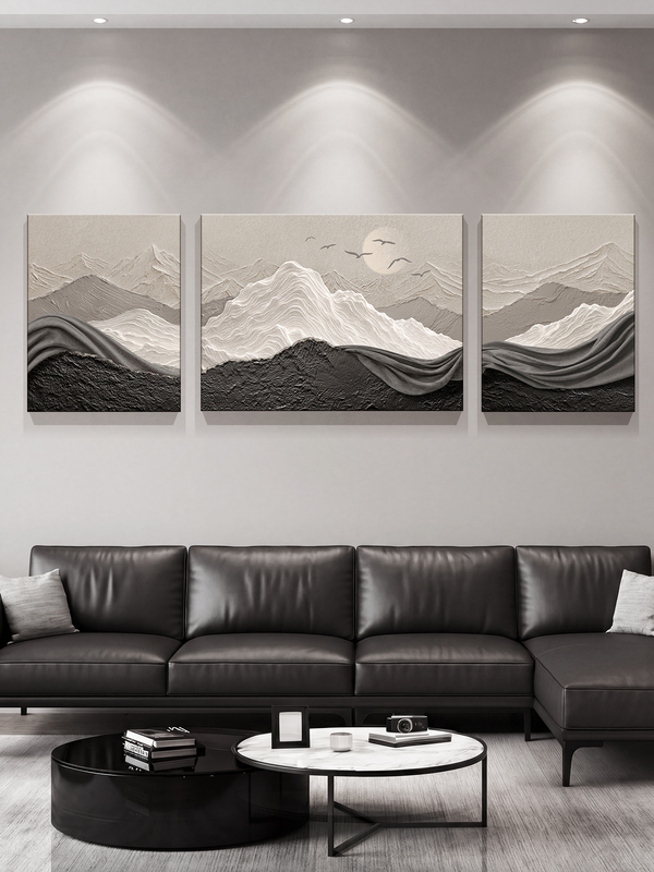 Light Luxury and High-End Decorative Painting for the Living Room, with a Sense of Stability, Sofa Background Wall Hanging Painting, 2026 New Model Triptych Wall Art Light Luxury and High-End Decorative Painting for the Living Room, with a Sense of Stability, Sofa Background Wall Hanging Painting, 2026 New Model Triptych Wall Art