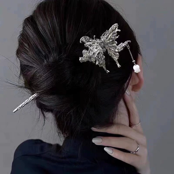 F0551 liquid butterfly tassel hairpin