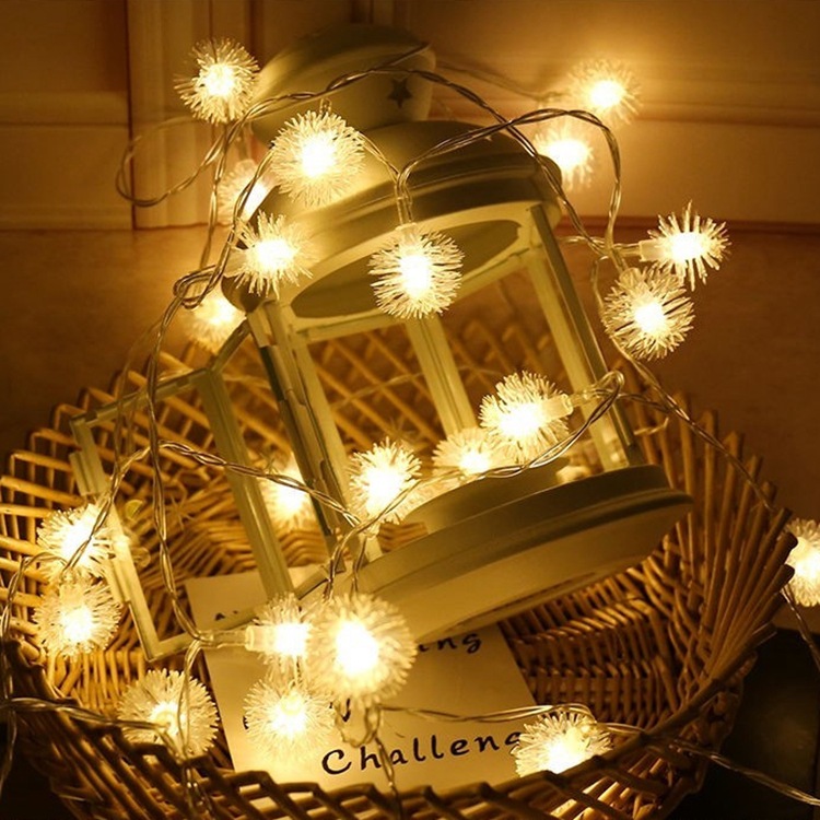 跨境led蒲公英毛絨球燈串臥室戶外太陽能婚禮滿天星網紅小彩燈