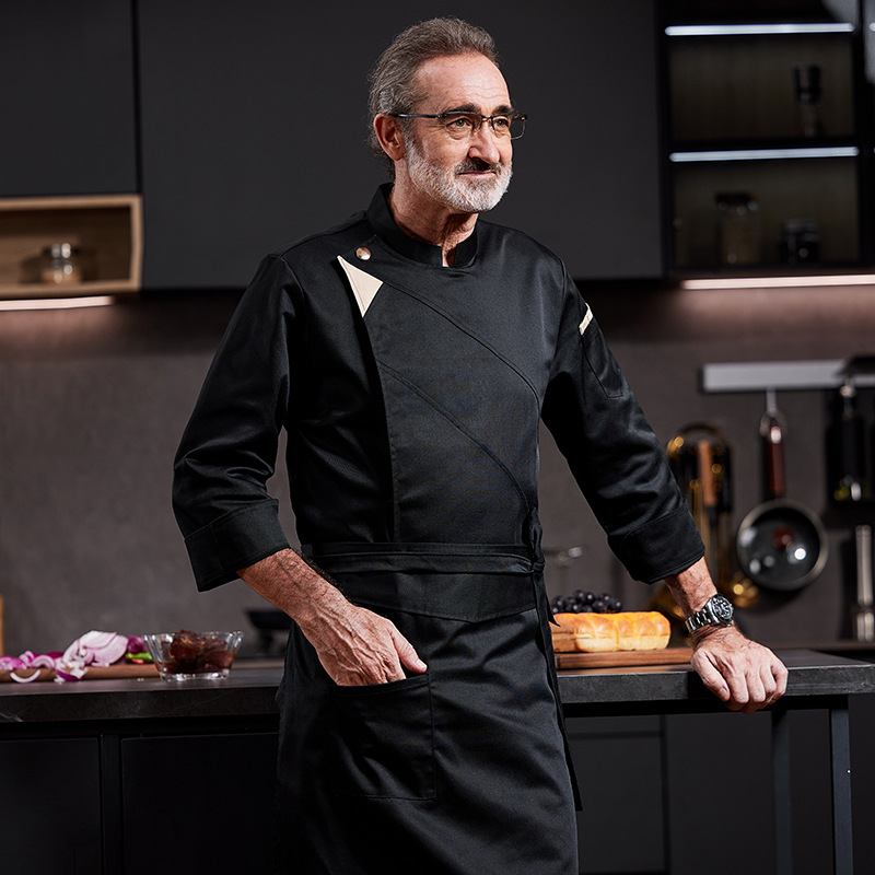 Hotel Catering Chef Work Clothes Long Sleeve Autumn and Winter Clothes Men's Work Clothes Back Kitchen Chef Clothes Restaurant Cake Shop Women Printing