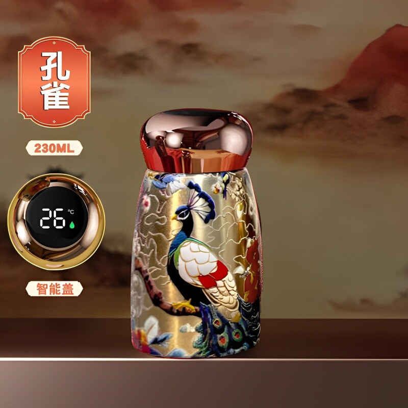 国潮风迷你陶瓷蘑菇杯316不锈钢智能温显口袋杯小巧便携保温杯|undefined