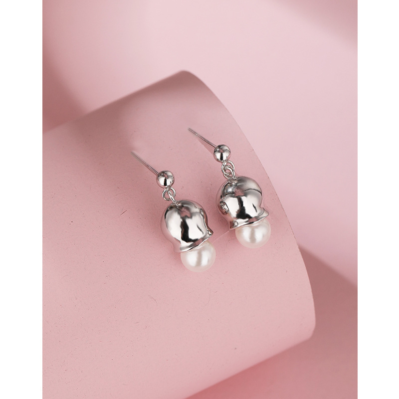 925 plata esterlina orquídea perla stud pendientes nicho femenino luz de lujo de alto grado pendientes 2023 nuevos pendientes de flores