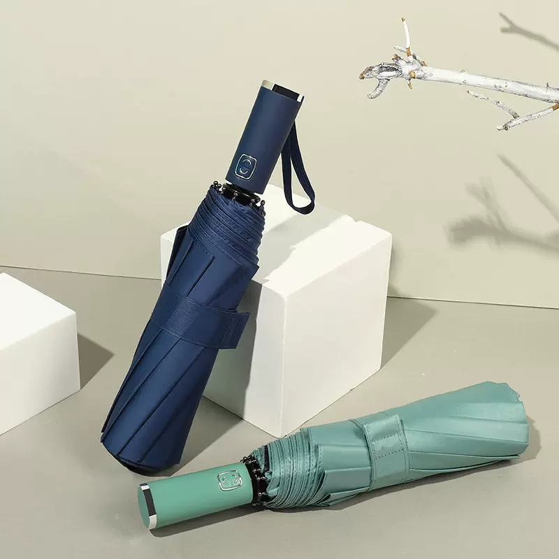 十骨三折伞黑胶配色手柄全自动伞晴雨伞加大折叠伞广告伞商务批发