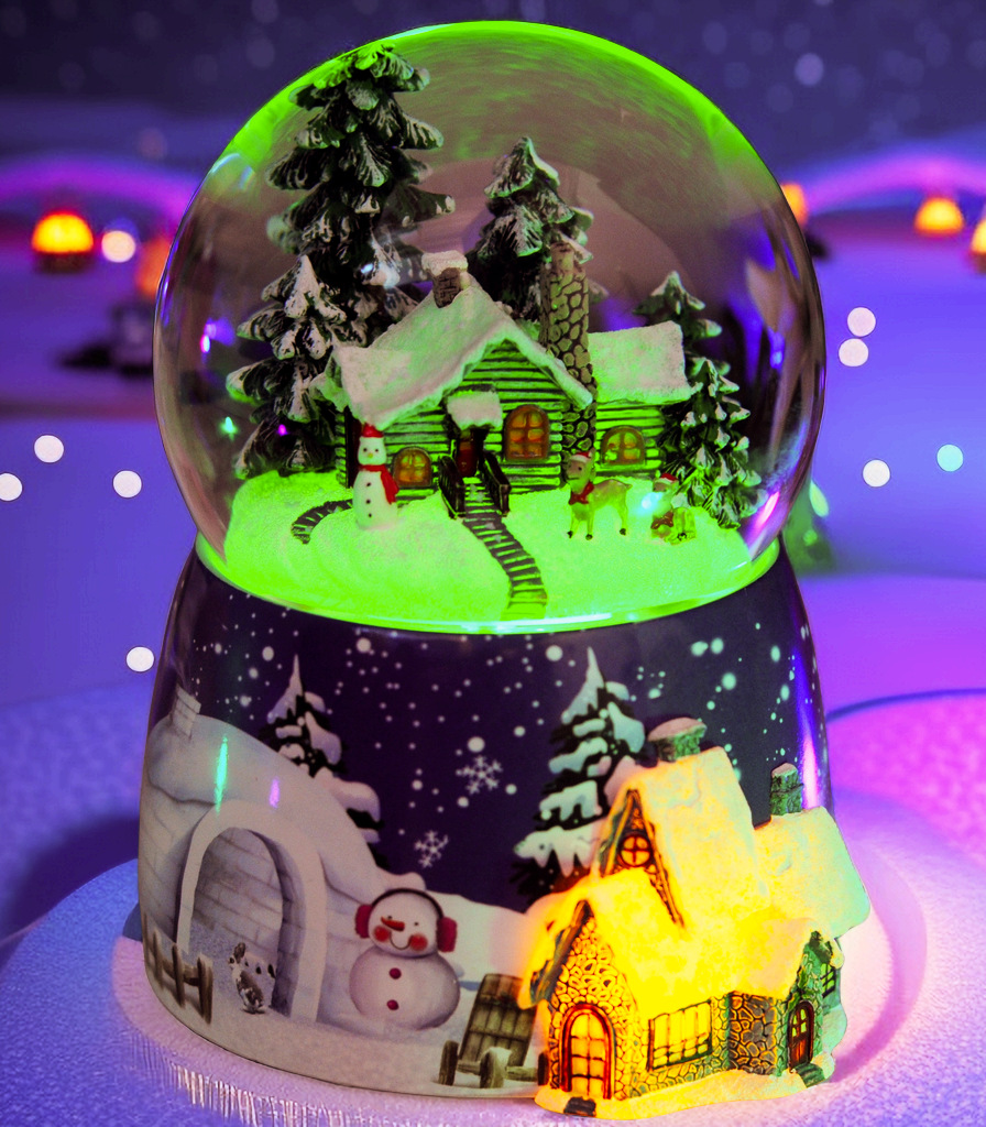 Caja de música navideña con forma de casa de nieve, bola de nieve luminosa recargable eléctrica, caja de música con bluetooth, regalo de Navidad