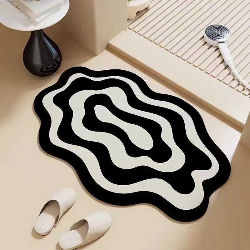 Semi-circular Diatomaceous Earth Bathroom Mat Quick-dry Non-slip_voghion.com