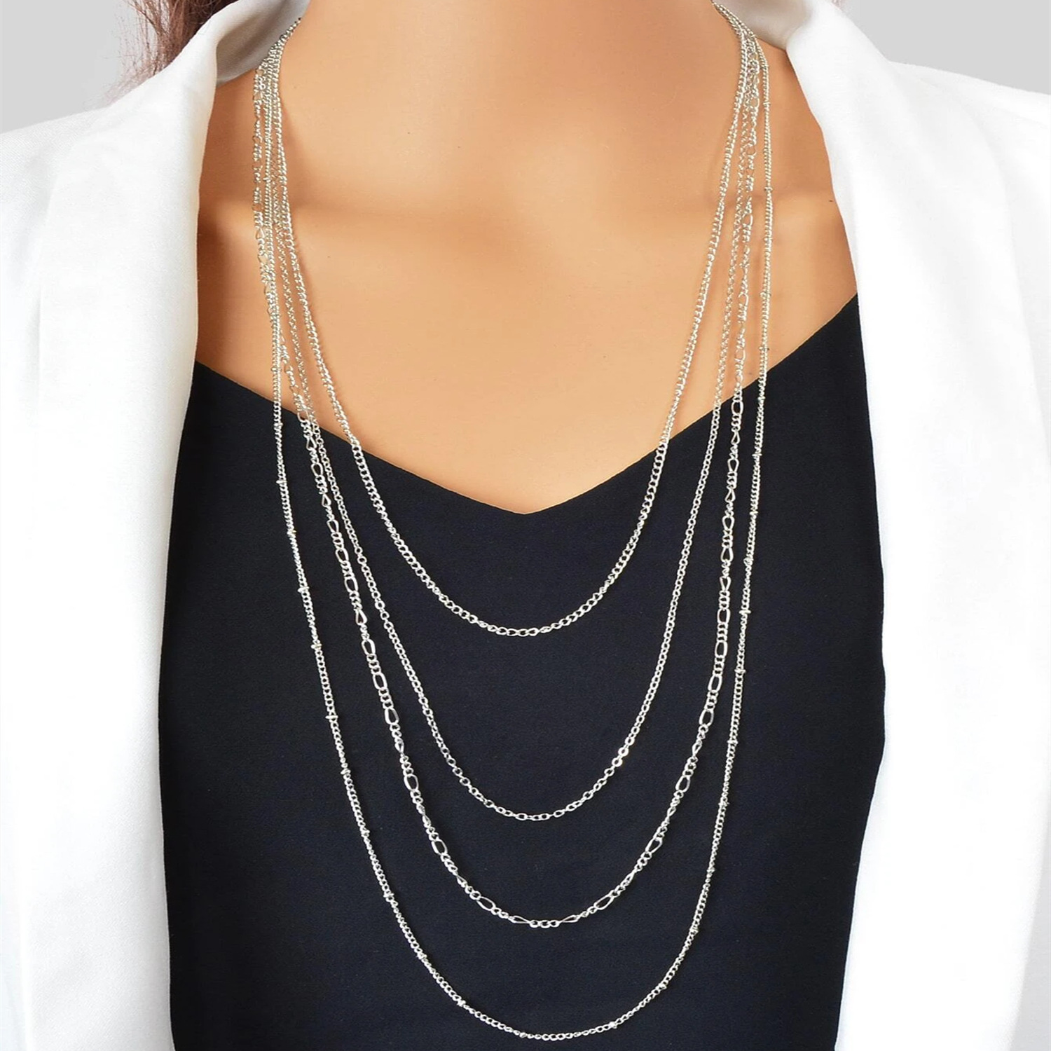 Collier à plusieurs rangs de perles mélangées, style bohème européen et américain, pour femme, à porter en superposition, long et polyvalent_voghion.com