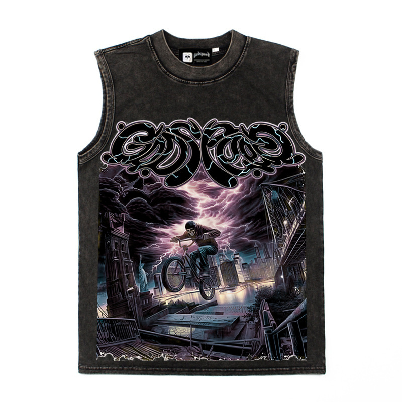 2026 New Niche Design Trendy Ins-Style American Street Vest with Unique Print Design Unisex T-Shirt