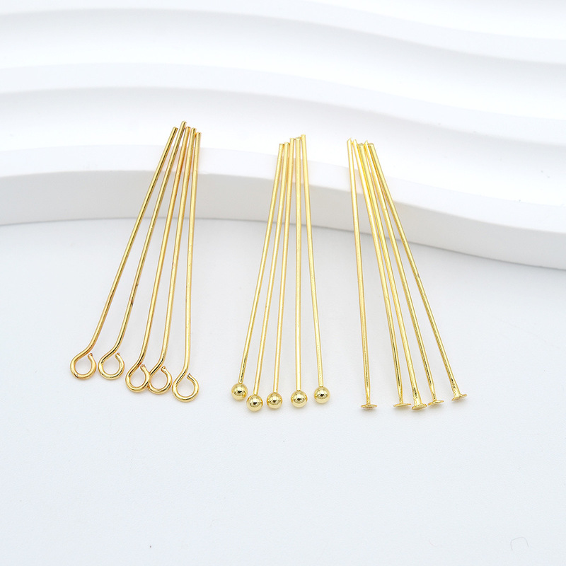 Copper plated 18K real gold bag gold color nine-character needle ball needle T-character needle diy beaded material jewelry accessories wholesale