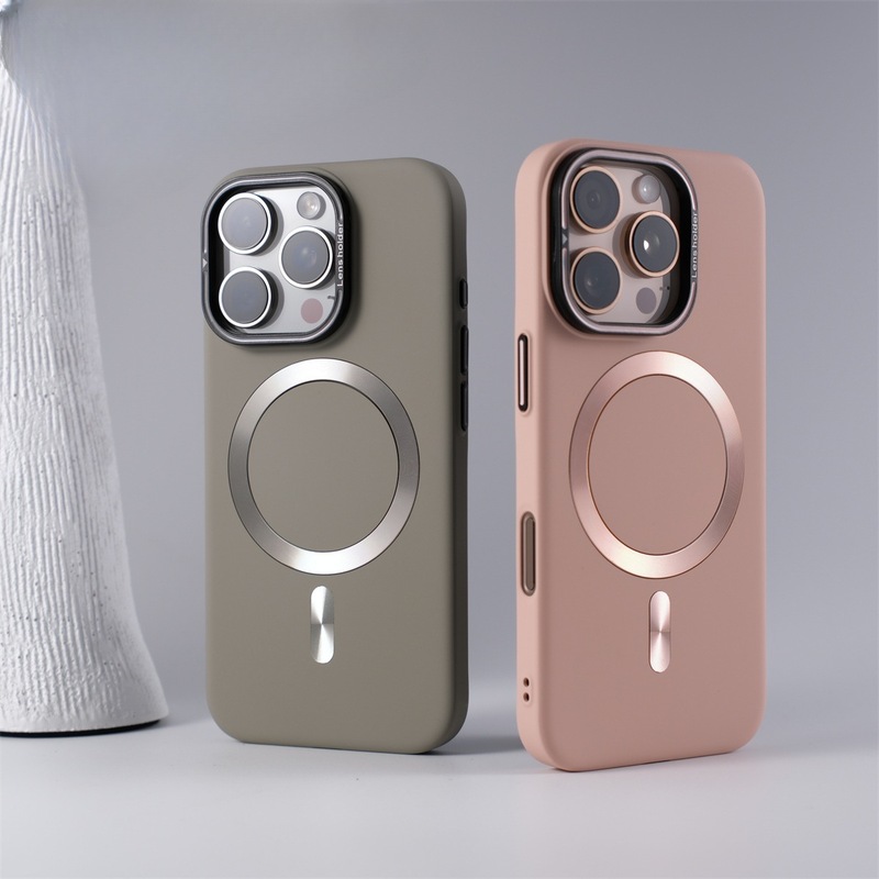 iPhone17対応 無地マット肌触りCDパターン磁気吸着式Apple16レンズスタンドPC耐衝撃携帯電話ケース15|undefined