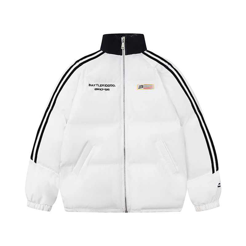 Marca de moda Nacional Americana retro rayas de la bandera de la raya abrigo de algodón acolchado de los hombres y de las mujeres de invierno abrigo de pan engrosada suelta