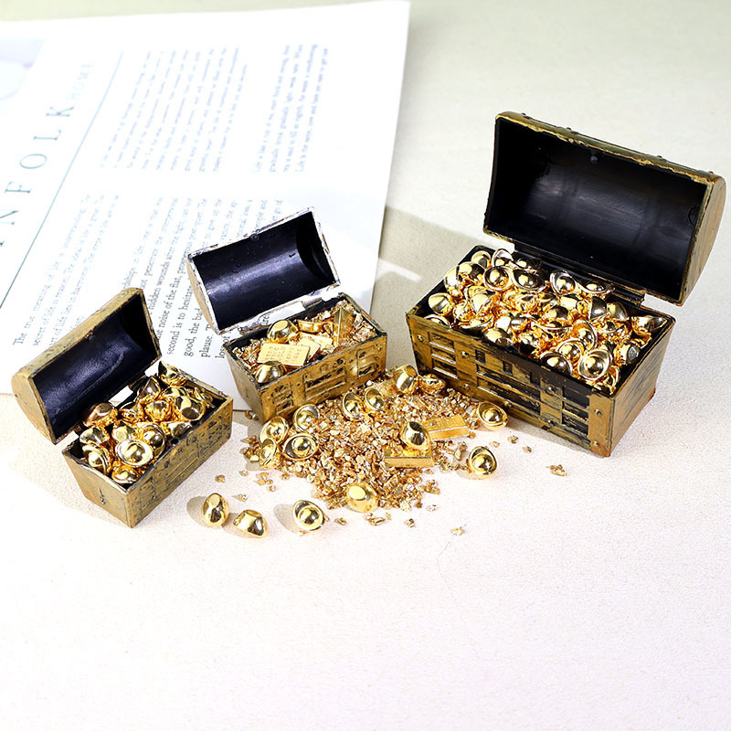 Bicai 模擬海賊宝箱金棒元宝破砕金ミニチュアシーン装飾装飾品造園材料|undefined
