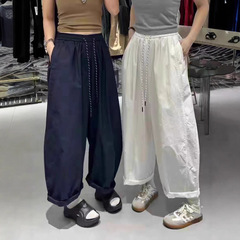 夏季宽松休闲阔腿裤女大码胖mm高腰显瘦气球裤遮胯萝卜裤5917#