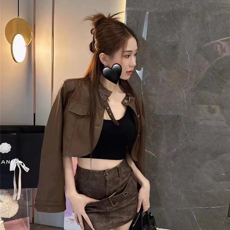 小香风短款皮衣外套女秋冬新款美拉德穿搭大码气质高级感夹克|undefined