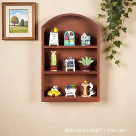 复古拱形小饰品架木质展示架墙面桌面收藏品陈列架壁挂置物架