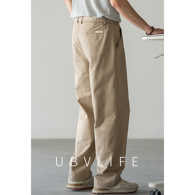 Twill Texture Semi-Elastic Waist Casual Pants for Men 2026 Spring Season Zero-Binding Breathable Moisture-Wicking Straight-Leg Pants Men's Clothing