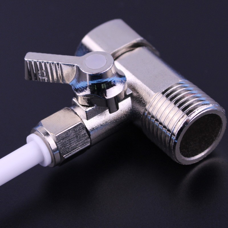 Oferta especial 2 puntos tapón rápido válvula de bola de tres vías 4 puntos válvula de ángulo de la válvula de unión suelta accesorios de instalación purificador de agua entrada de tres vías