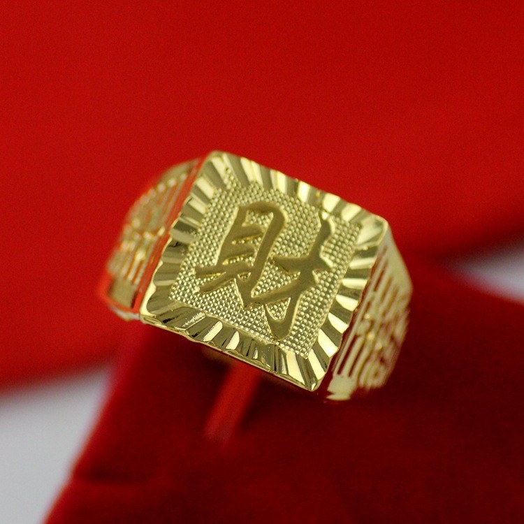 黄銅の金メッキの福の金儲けの指輪の男性の多種類の車の花は宝の蛇口の関公の戒子の金メッキの指輪を招きます。