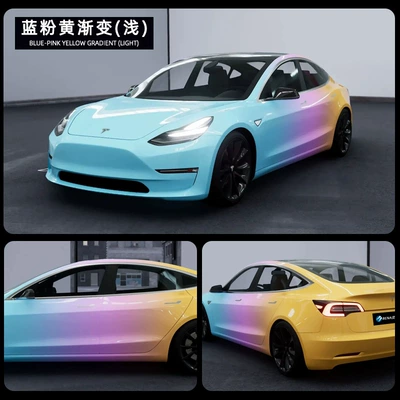 Automotive Film: painting gradient paint protective film - specifications-152x18m-pet-blue-powder-yellow-gradient