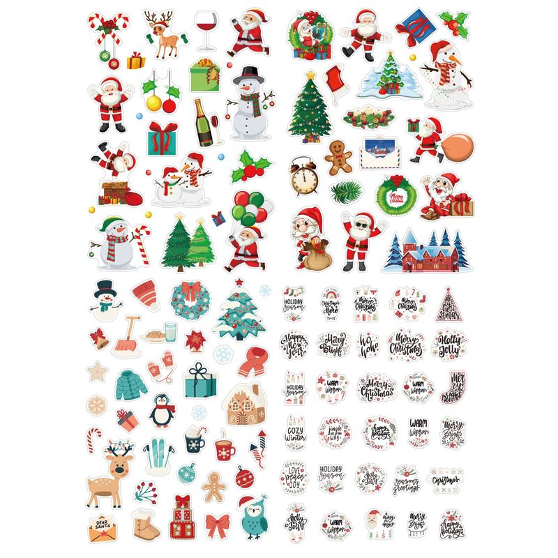 国境を越えたクリスマスシール子供漫画プレゼント雪花老人diyパーティー装飾手帳クリスマスシール|undefined
