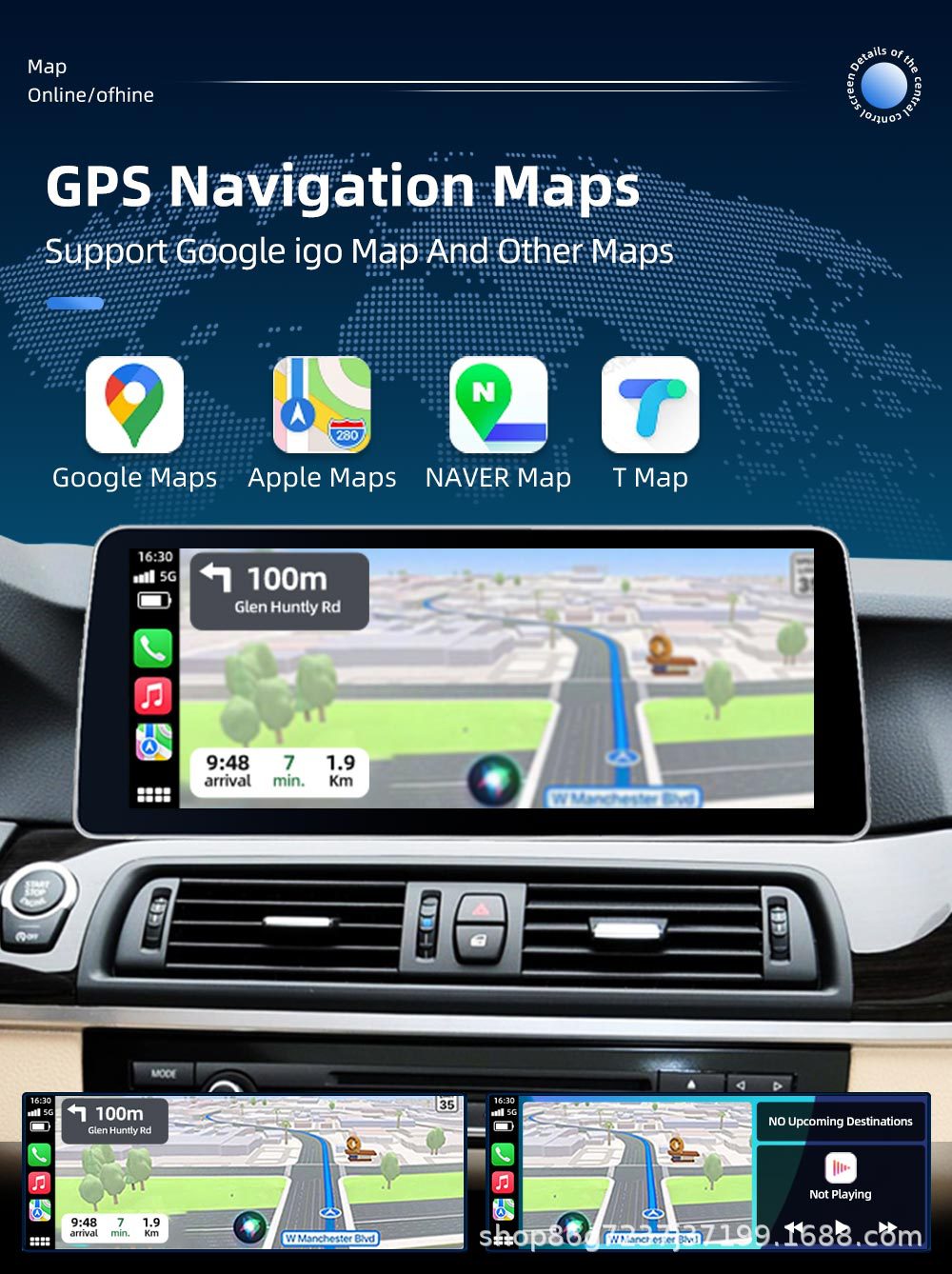 Suitable for Bmw 5 Series F10 12.3inch Car Navigation System, Large Screen Reversing Image, Carplay Bluetooth