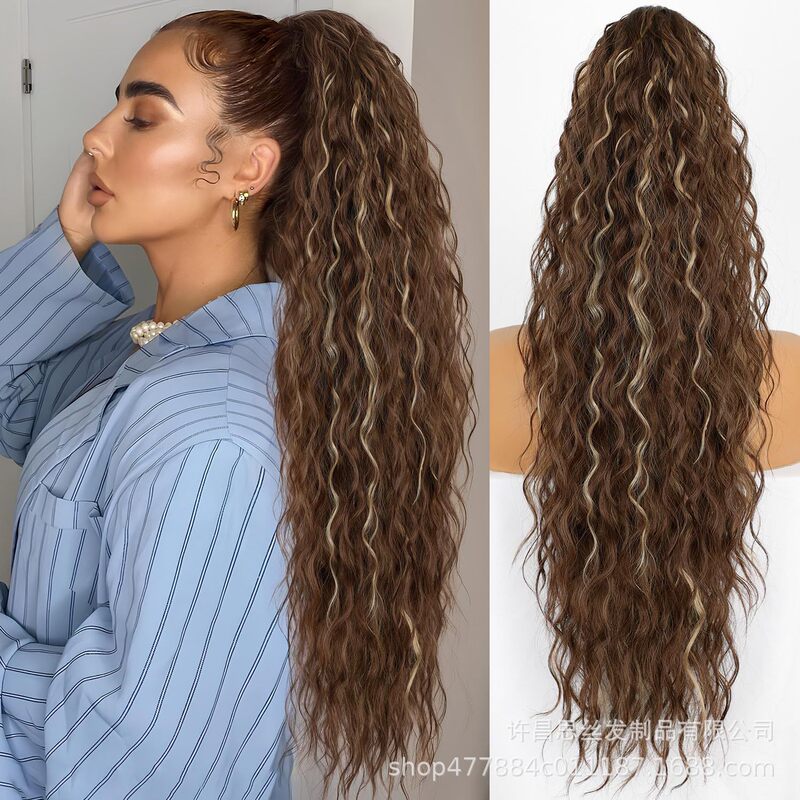 Xuchang ウィッグ 30 インチクリップポニーテール水波紋ロング巻き毛ふわふわポニーテールヘアエクステンションポニーテールヘア|undefined