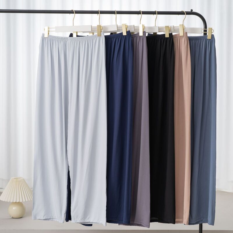 Cotton Silk Pajama Pants Men's Summer Artificial Cotton Straight Leg Pants Large Size Spring and Autumn Outer Wear Beach Pants Loose Home Pants