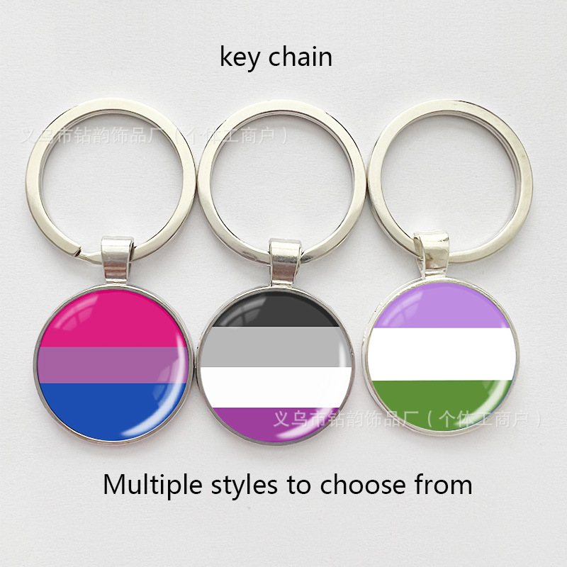 Foreign trade cross-border six-color rainbow crystal key ring key ring rainbow pattern couple gift good brothers and sisters